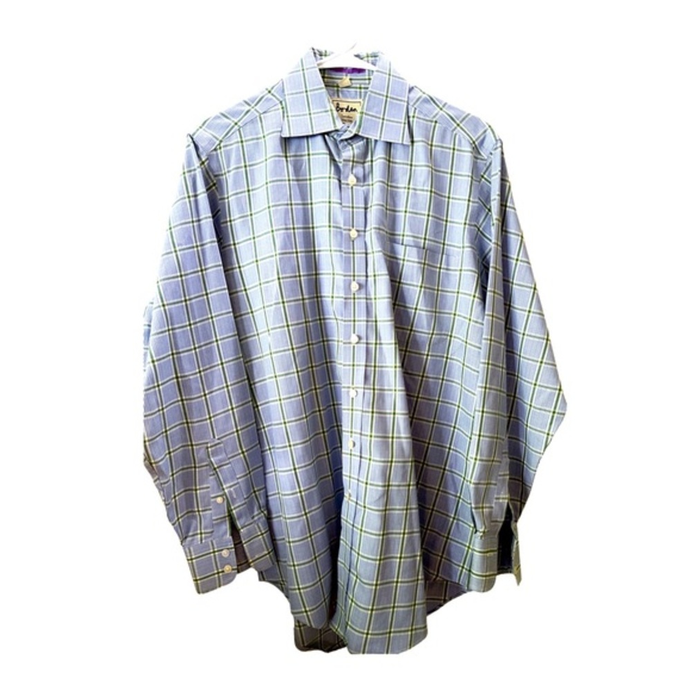 Boden London Non Iron Blue and green plaid button down shirt 100%‎ Cotton